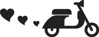 Bedroom vinyl rug with motorbikes and hearts - TenStickers
