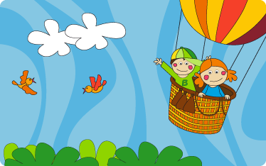 Kids vinyl rug flying in a hot air balloon - TenStickers