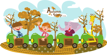 Kids vinyl rug train in autumn - TenStickers