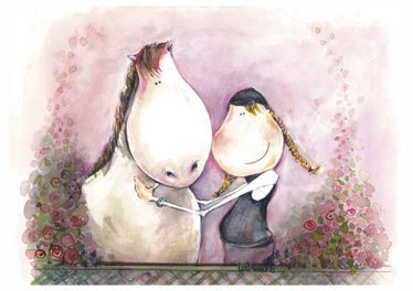 Kids vinyl rug girl and horse design - TenStickers