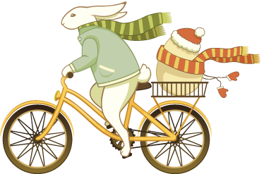 Kids vinyl rug easter bunny on bike - TenStickers