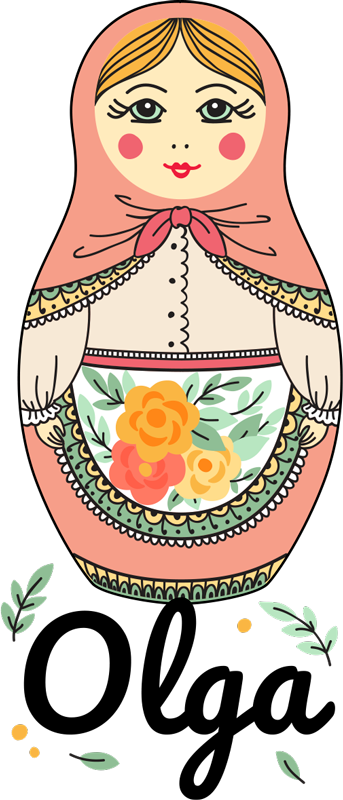 Kids vinyl rug personalized with name matrioska - TenStickers