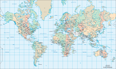 World map vinyl rug english timetable rug - TenStickers