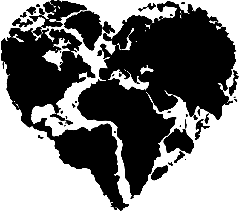 World map vinyl rug heart shape design - TenStickers