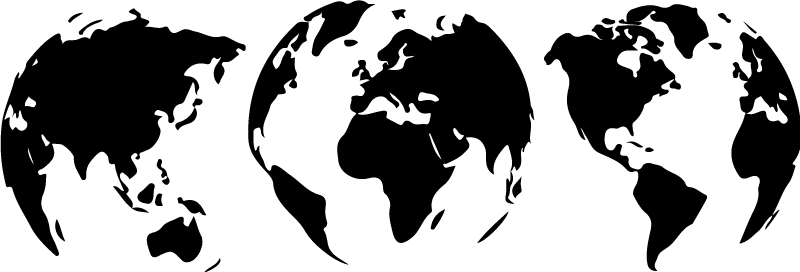 World map vinyl rug featuring 3 earth maps of continents - TenStickers