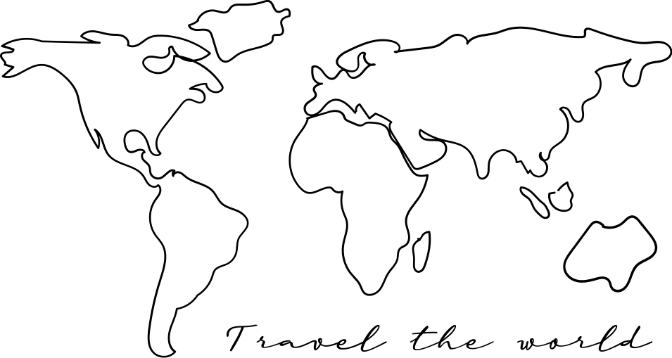 World map vinyl rug with travel text - TenStickers