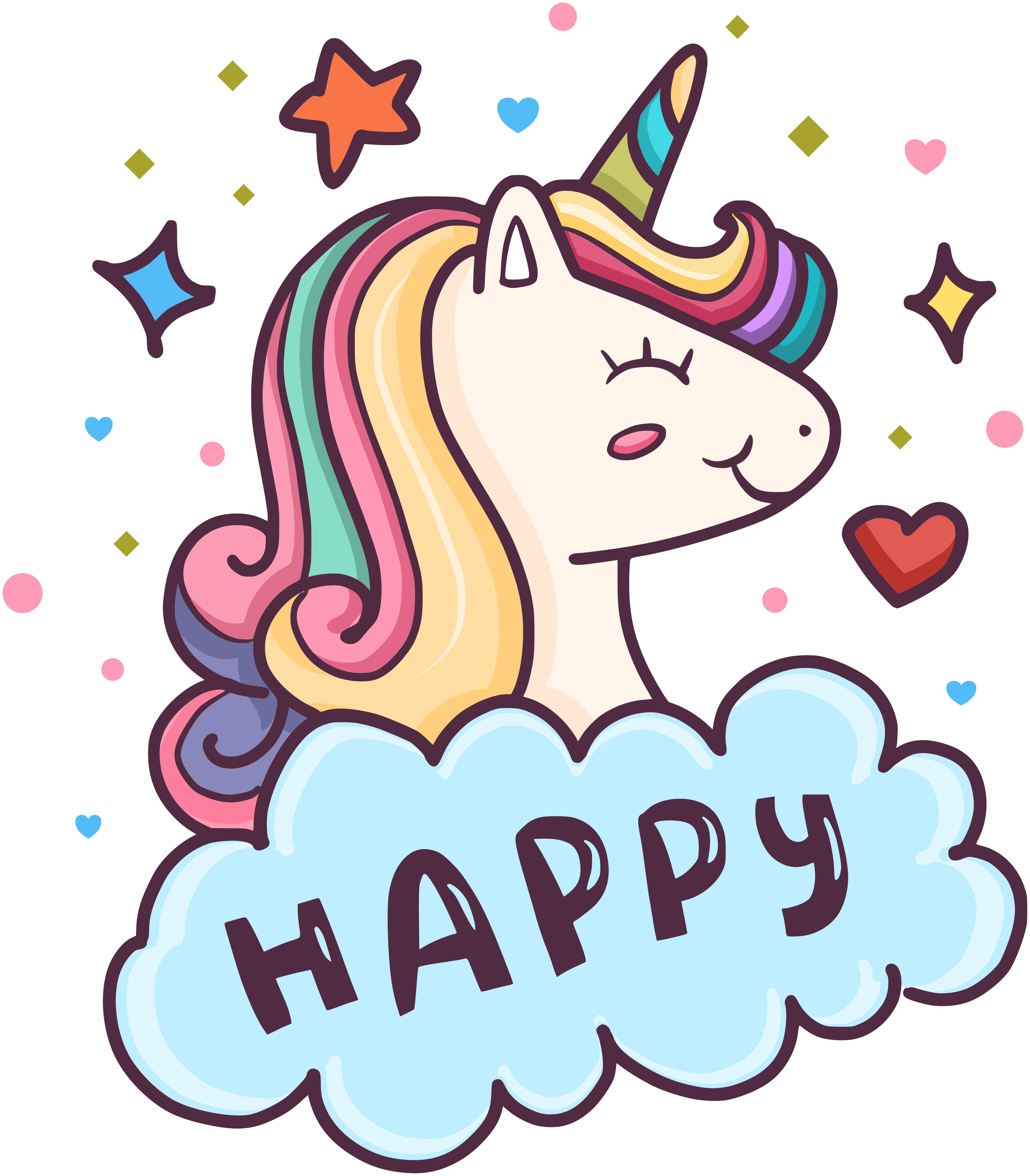 Kids vinyl rug unicorn head in the cloud - TenStickers