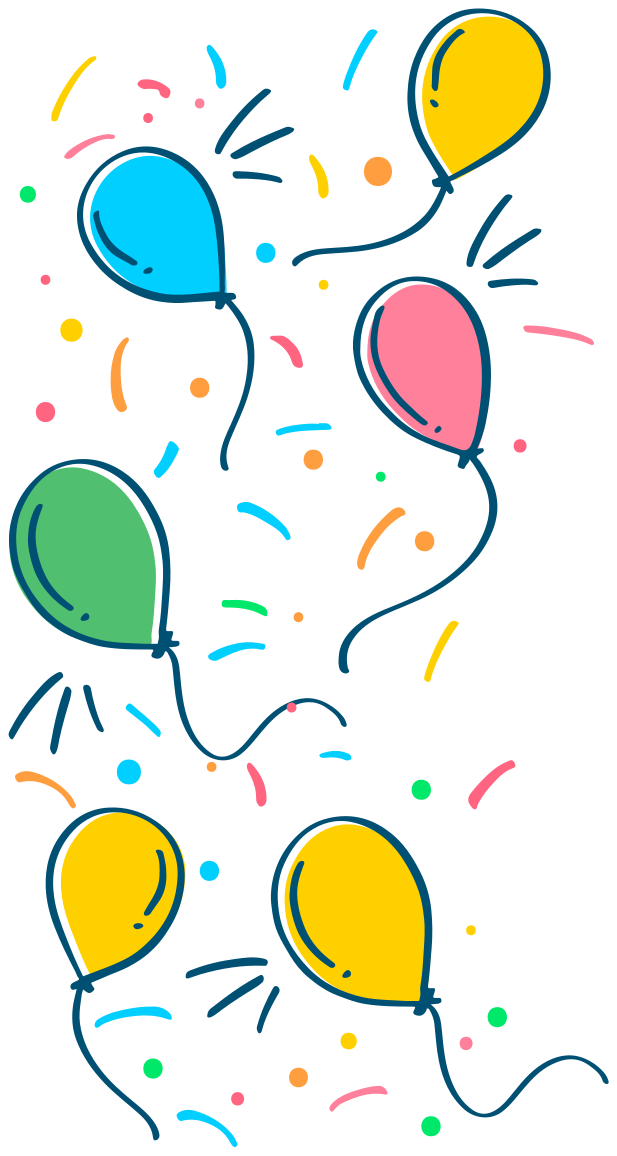 Kids vinyl rug balloon with confetti design - TenStickers