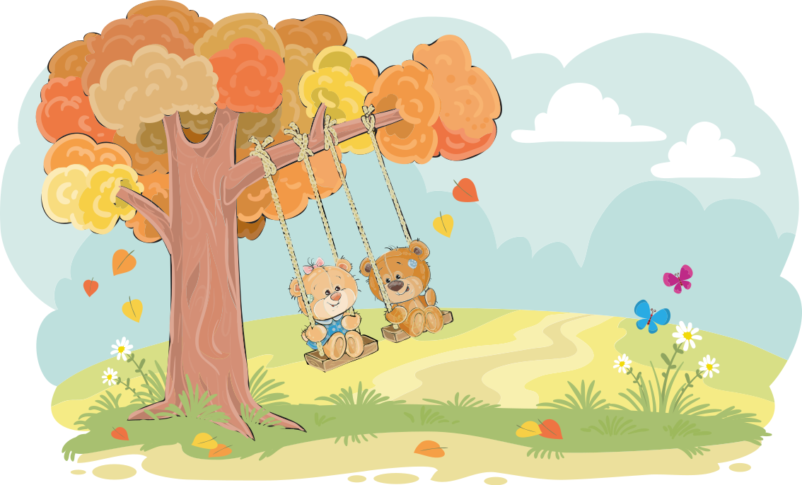 Kids vinyl rug featuring teddy bears in woodland - TenStickers