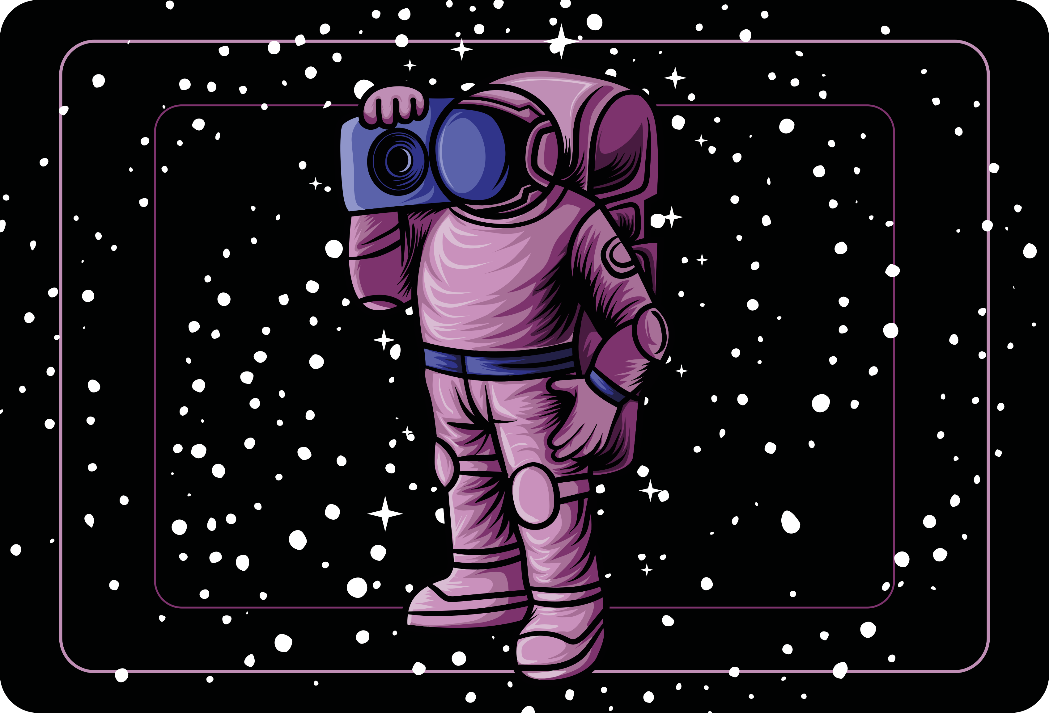 Kids vinyl rug astronaut with radio tape - TenStickers