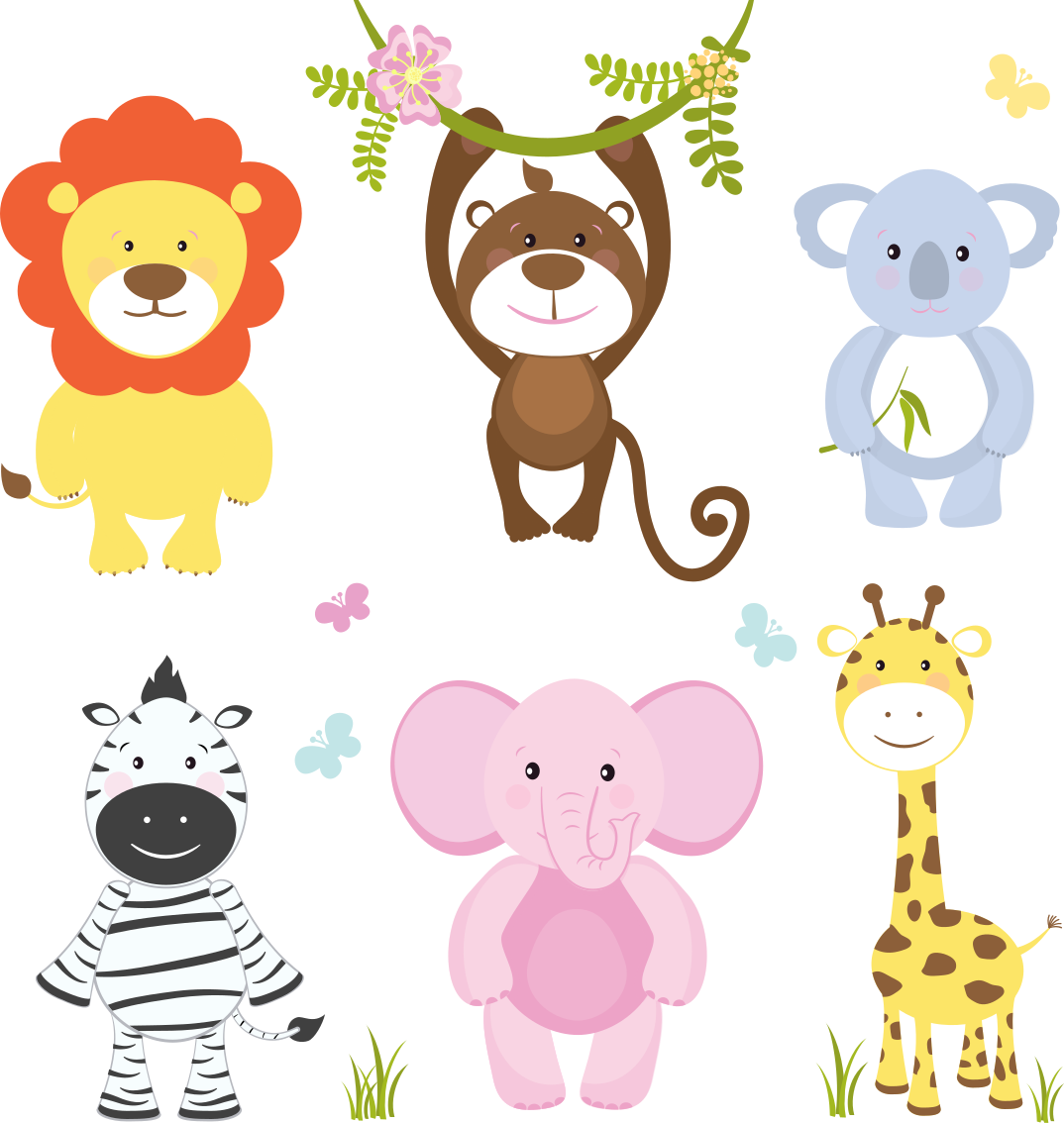Kids vinyl rug featuring vibrant baby animals - TenStickers