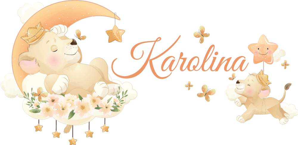 Kids vinyl rug cute lion with name - TenStickers