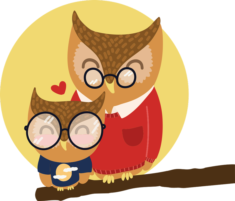 Kids vinyl rug son and father owl design - TenStickers