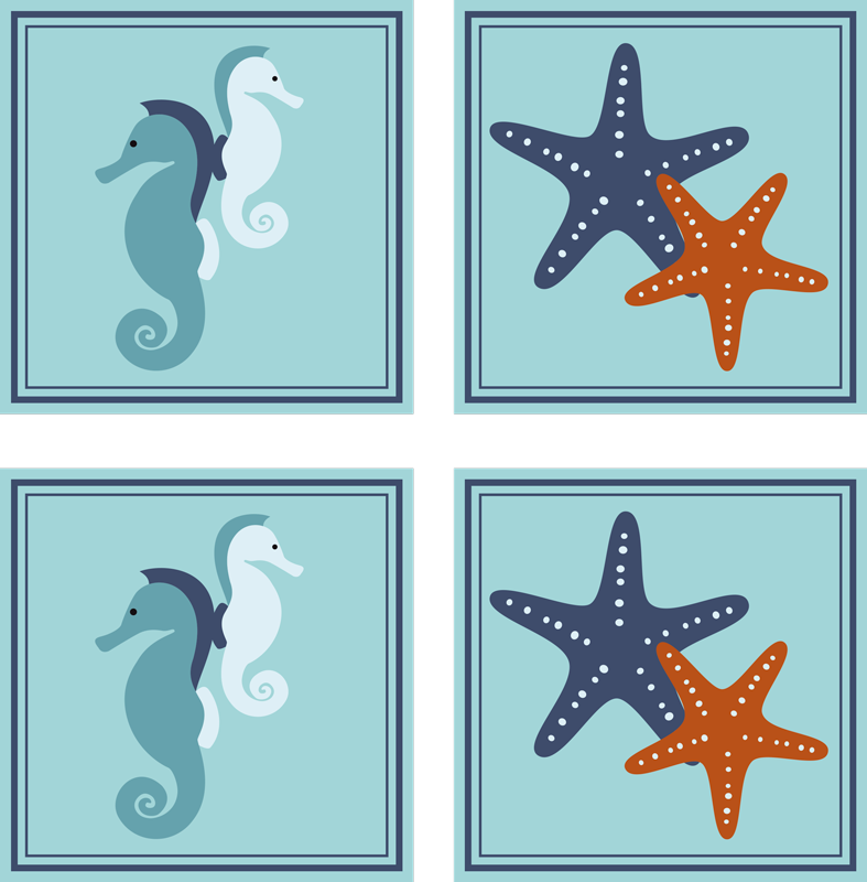 Bathroom vinyl rug in marine style design - TenStickers