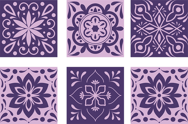 Bathroom vinyl rug with purple floral pattern - TenStickers