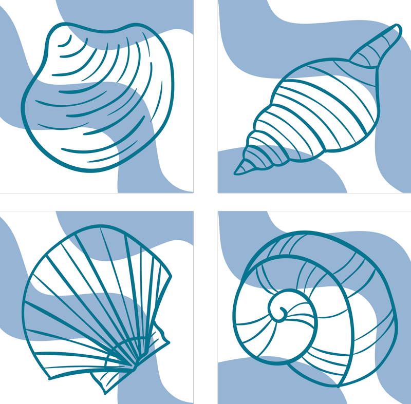 Bathroom vinyl rug with seashell patterns - TenStickers