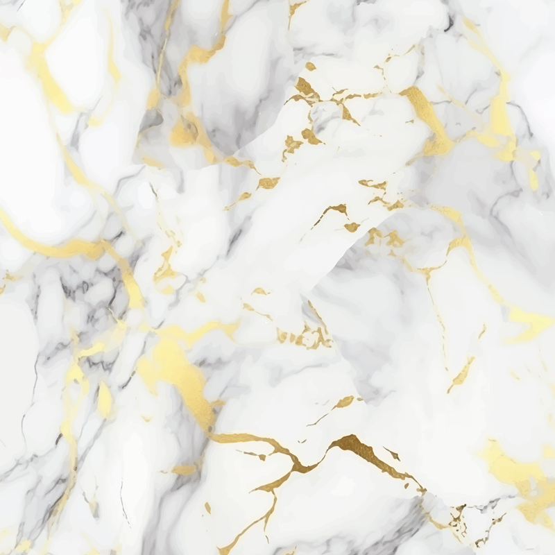 Kitchen vinyl rug white marble with gold veins - TenStickers