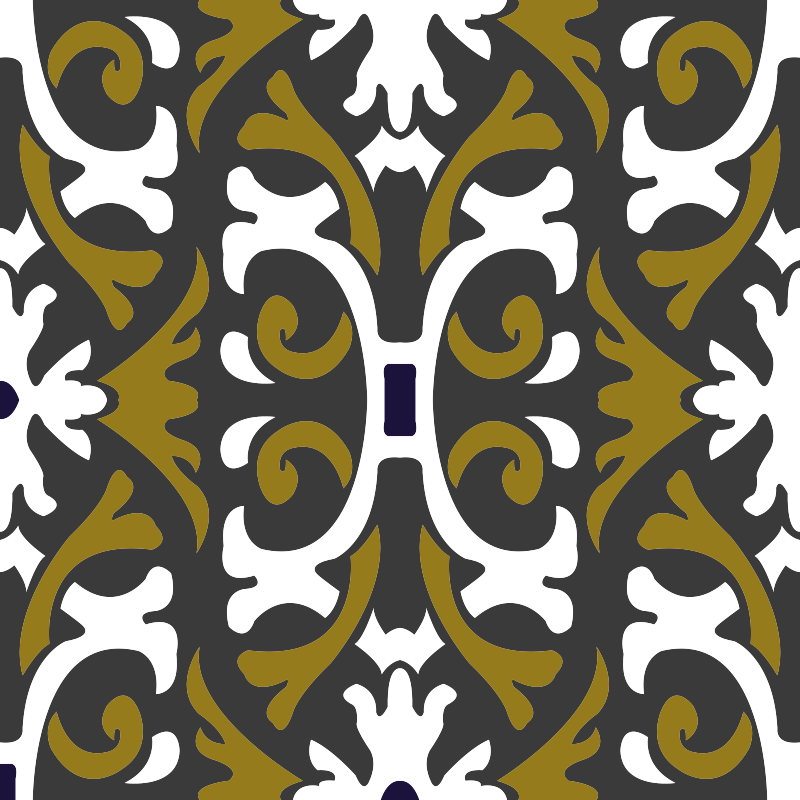 Kitchen vinyl rug vintage beige floral tiles - TenStickers