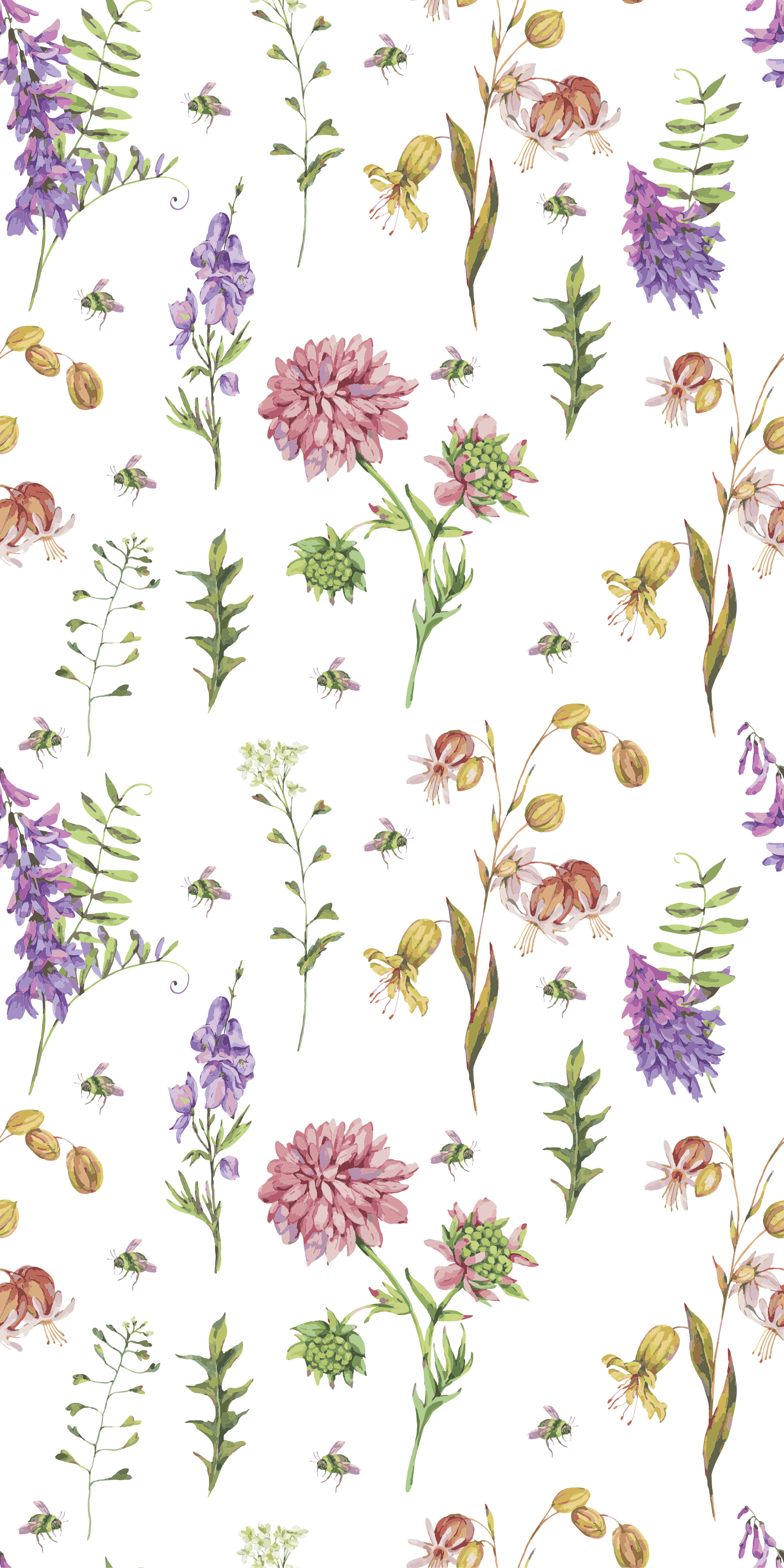 Kitchen vinyl rug multicolor minimalistic wildflowers - TenStickers