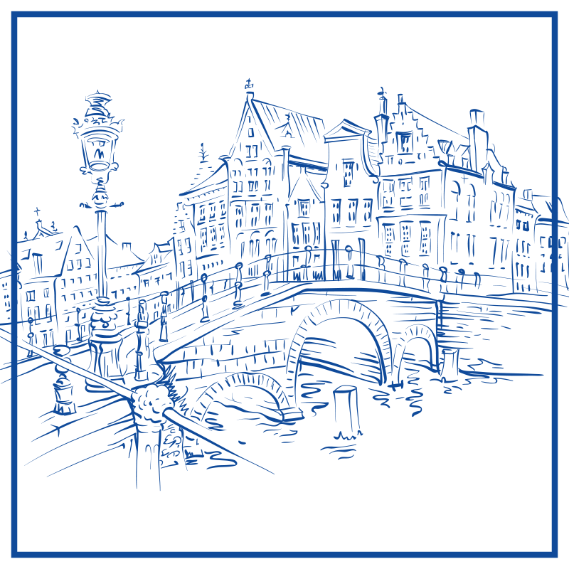 Kitchen vinyl rug with delft blue canal houses - TenStickers