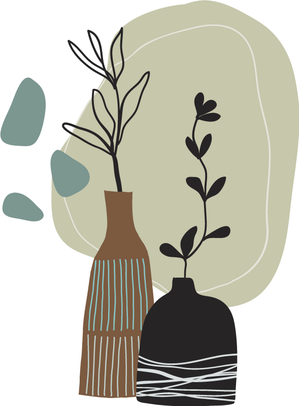 Kitchen vinyl rug with colorful leaves in vase - TenStickers