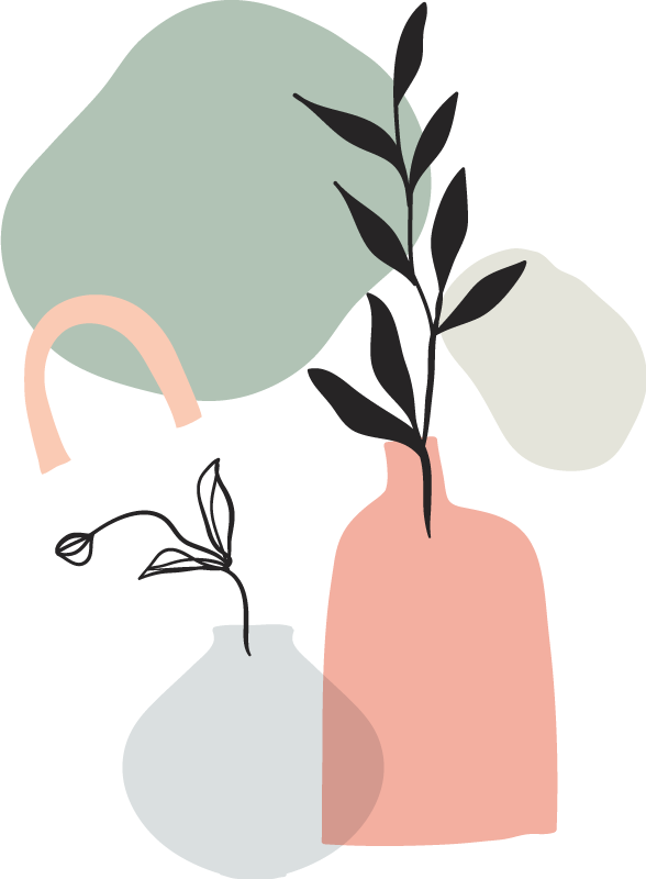 Kitchen vinyl rug with minimalistic colored leaves - TenStickers