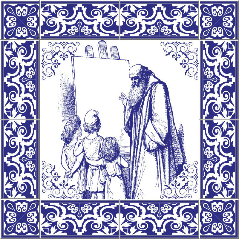 Kitchen vinyl rug blue delft design - TenStickers