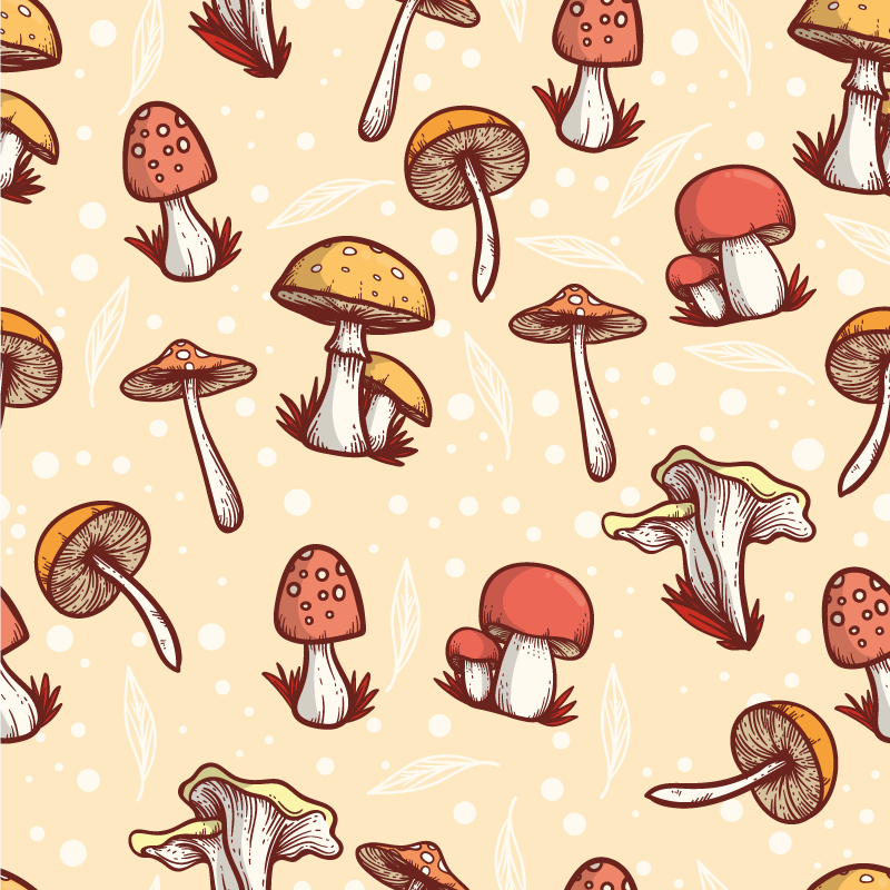 Kitchen vinyl rug with original mushroom pattern design - TenStickers