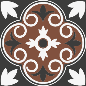 Kitchen vinyl rug in gray and brown vintage pattern - TenStickers