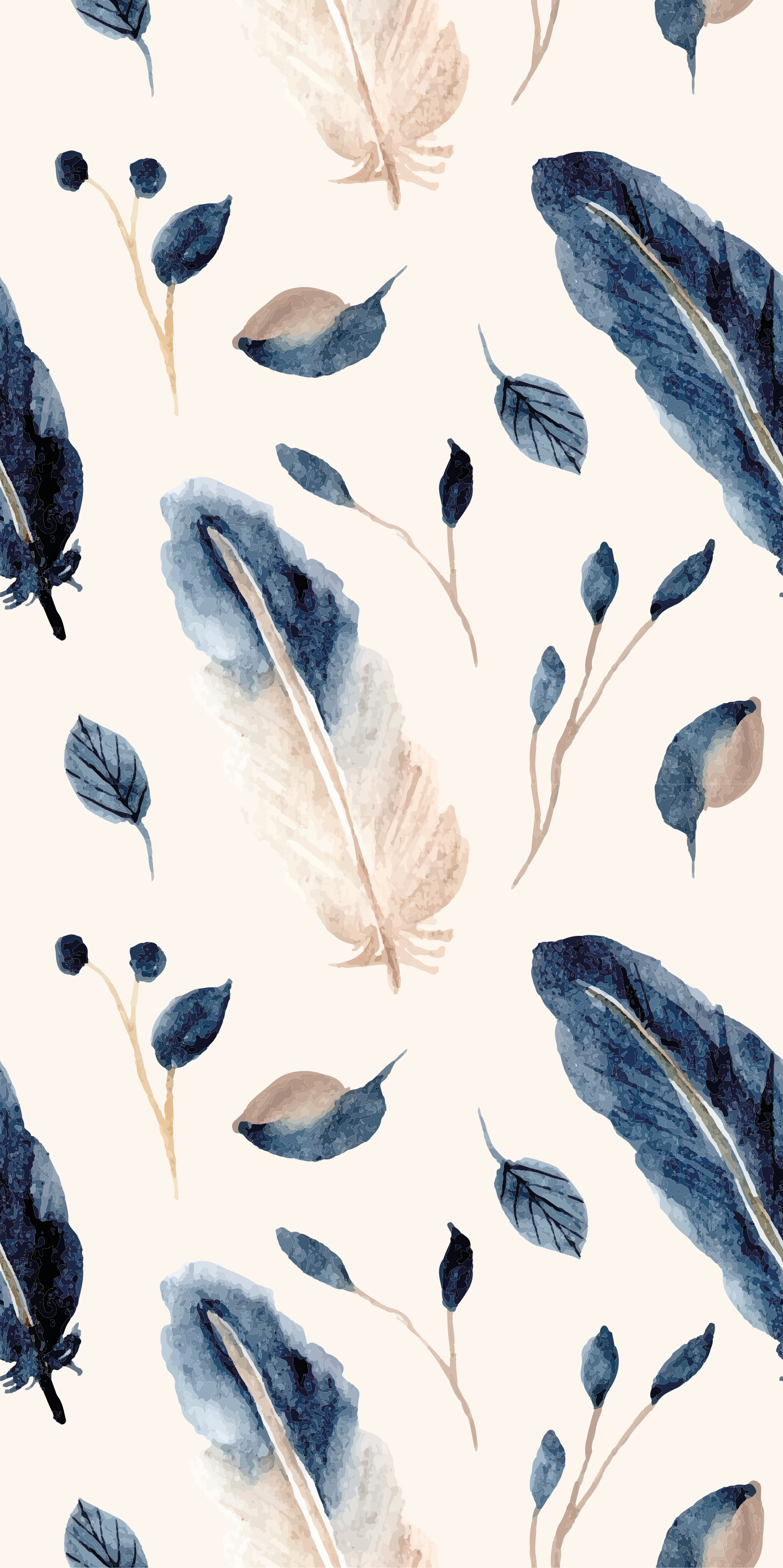 Flying leaves and feathers kitchen vinyl rug - TenStickers