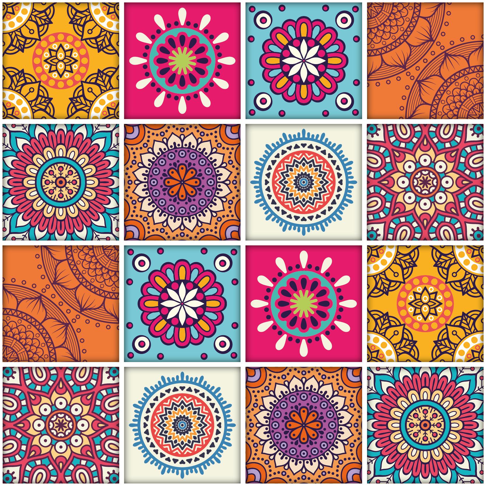 Mandala pattern kitchen vinyl rug - TenStickers
