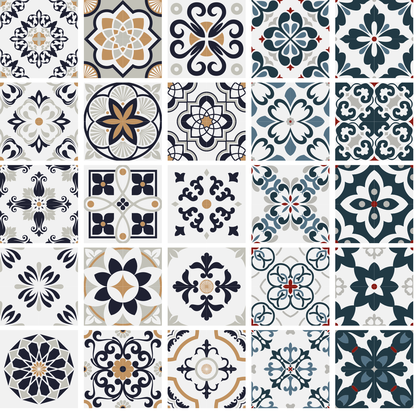 Kitchen vinyl rug vintage tile decals - TenStickers