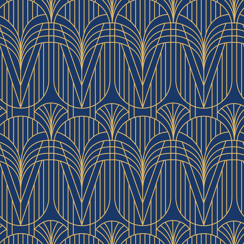 Kitchen vinyl rug with art deco design in gold - TenStickers