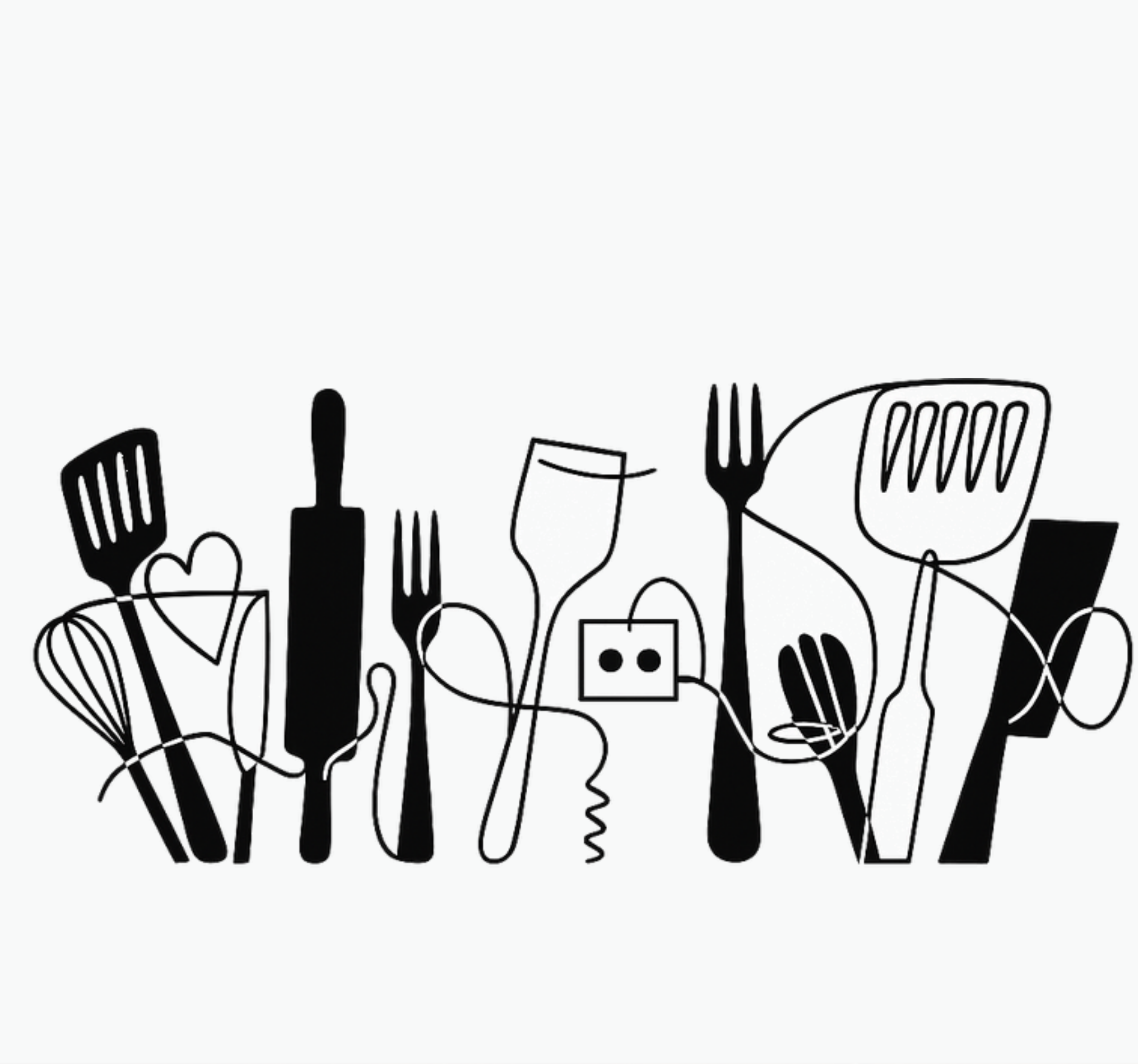 Kitchen vinyl rug kitchen tools in a row - TenStickers