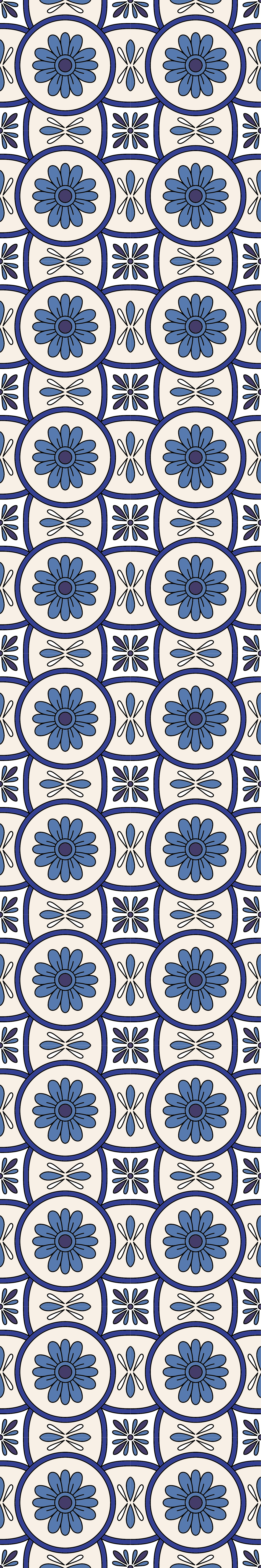Kitchen vinyl rug in blue flower portuguese tile - TenStickers