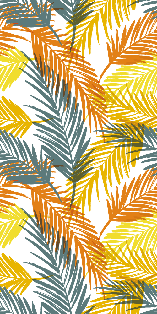 Kitchen vinyl rug with hand-drawn tropical palm leaves - TenStickers