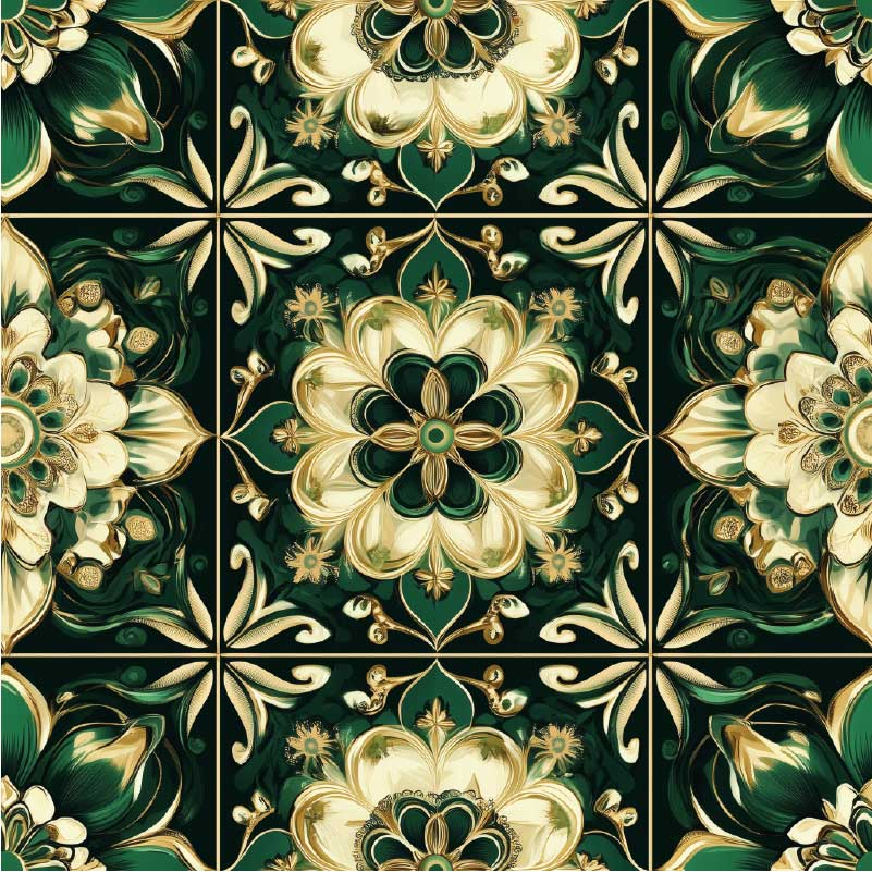 Kitchen vinyl rug botanical mosaic design - TenStickers