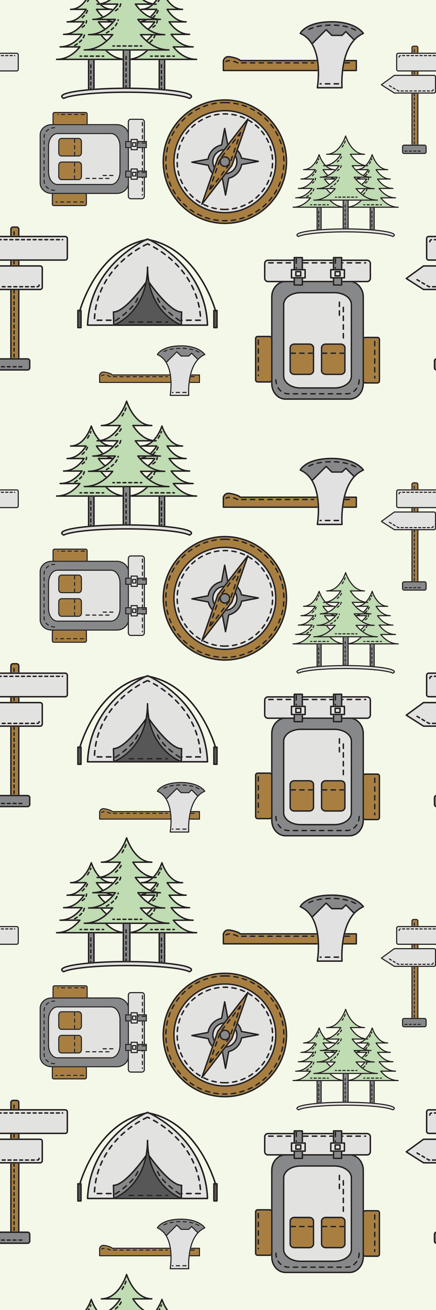Bedroom vinyl rug camping set with bowl, hatchet, compass - TenStickers