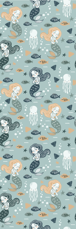 Bedroom vinyl rug blue magic mermaid design - TenStickers