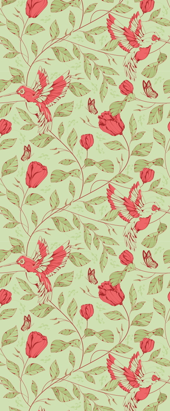 Bedroom vinyl rug with red tulips on green - TenStickers