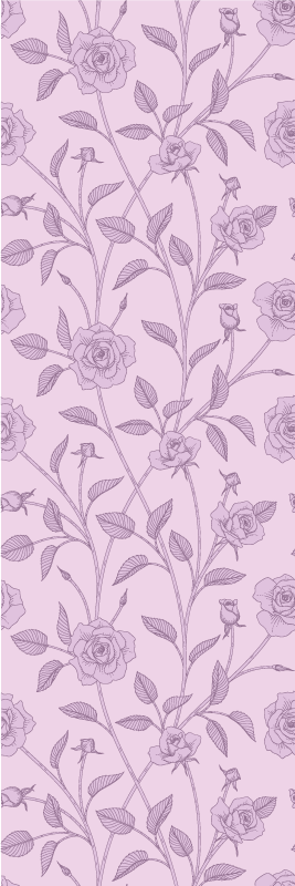 Bedroom vinyl rug purple vintage rose painting - TenStickers