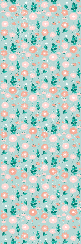 Blue floral shabby chic bedroom vinyl rug - TenStickers