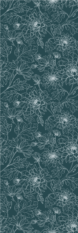 Bedroom vinyl rug grandmillenial white blossoms - TenStickers