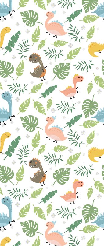 Pastel color forest dinosaurs bedroom vinyl rug - TenStickers