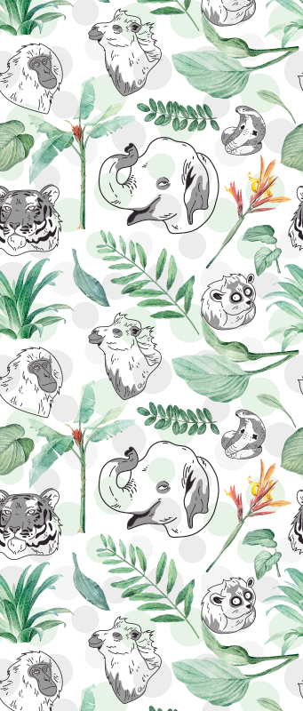 Bedroom vinyl rug with watercolor tropical animals - TenStickers