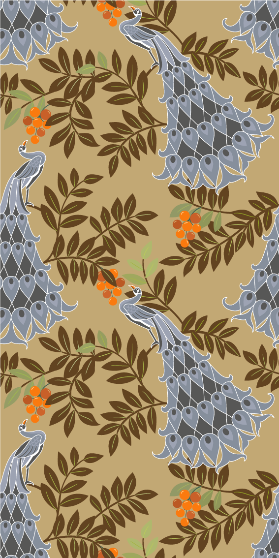 Bedroom vinyl rug with gray peacock design - TenStickers