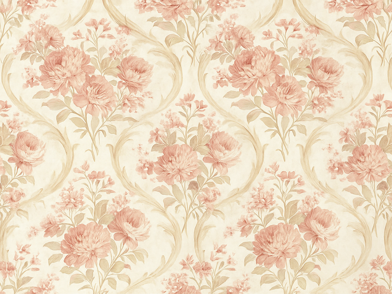 Bedroom vinyl rug in vintage light washed floral design - TenStickers