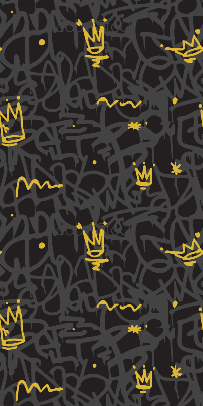 Bedroom vinyl rug with black and gold crown design - TenStickers