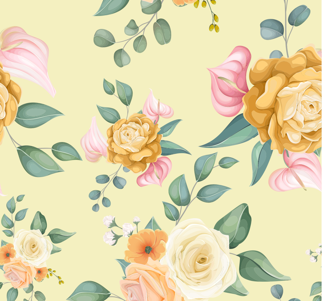 Bedroom vinyl rug in vintage yellow roses style - TenStickers