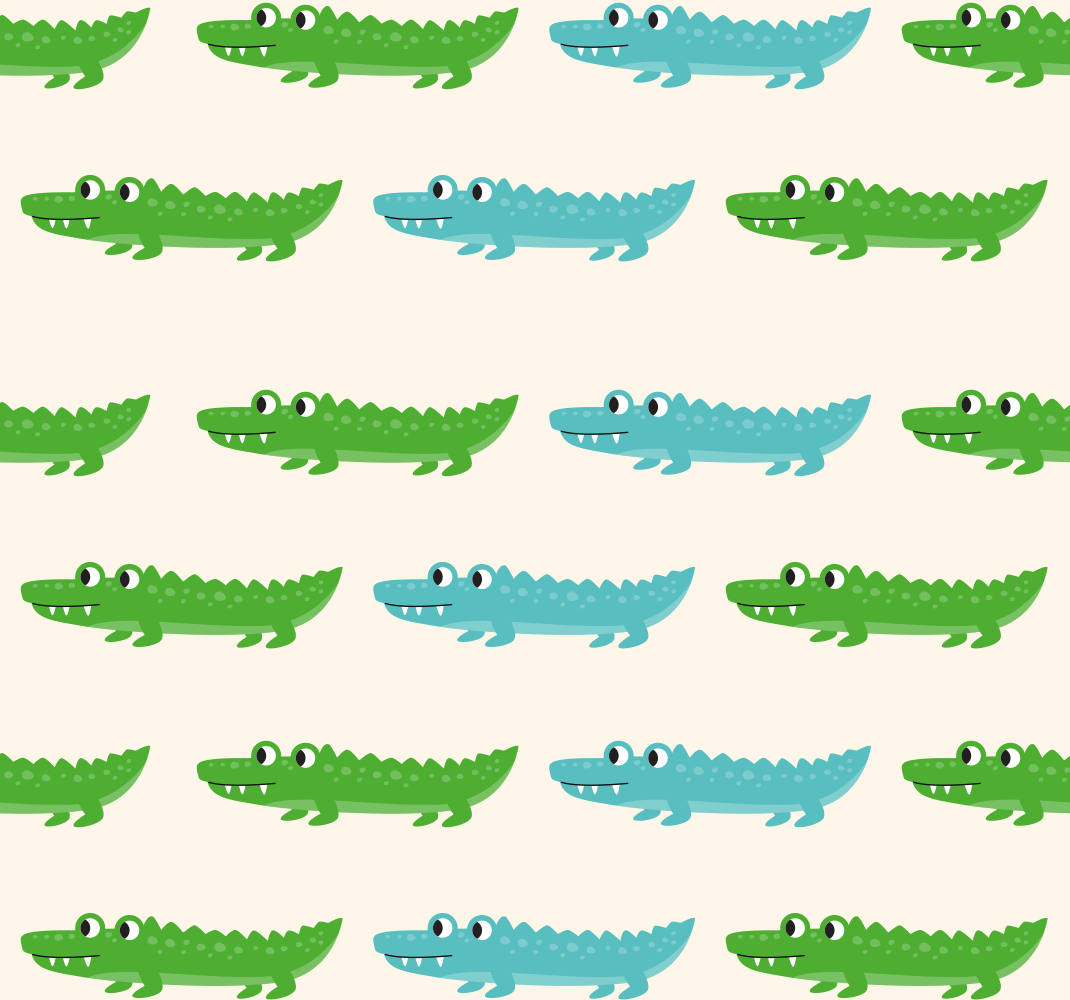 Bedroom vinyl rug featuring a green and blue crocodile - TenStickers